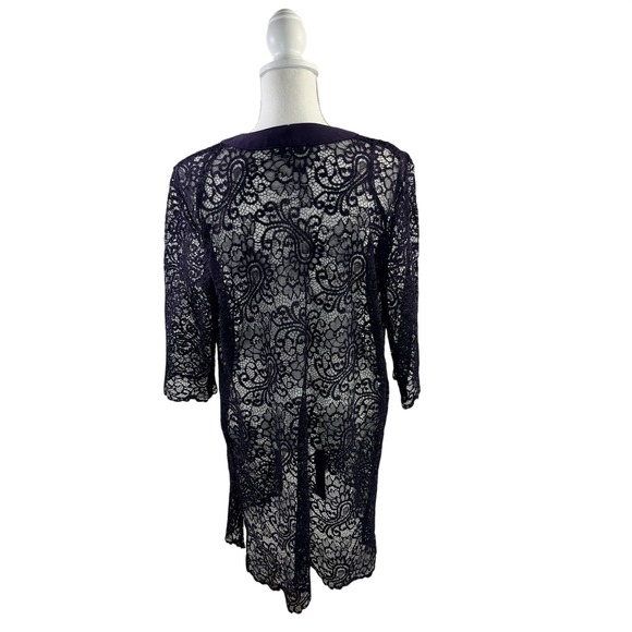 Maya Brook Lace Plum 3/4 Sleeve Cover Up Size 12 - Picture 5 of 8